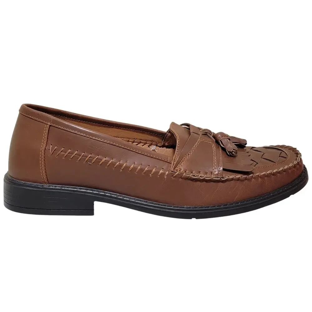 Deer Stags Men Herman Slip On Tassel Loafer Size US 9.5M Cognac Faux Leather